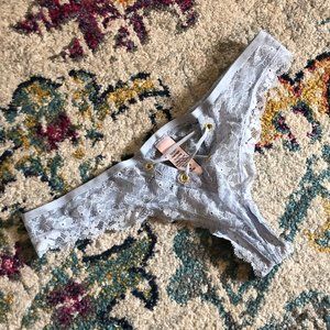 Victoria's Secret Blue Lace Lace-Up Thong